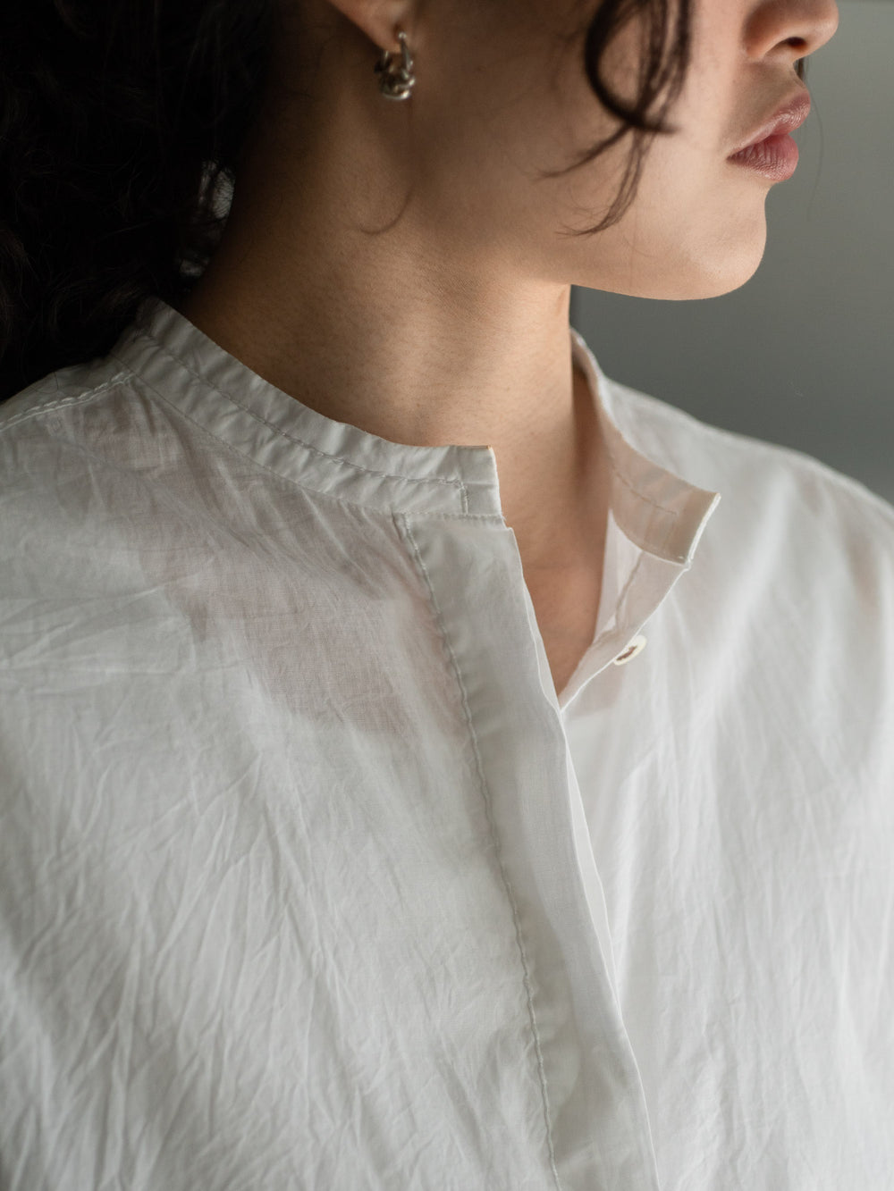 Cotton Puff Sleeve Shirt - White
