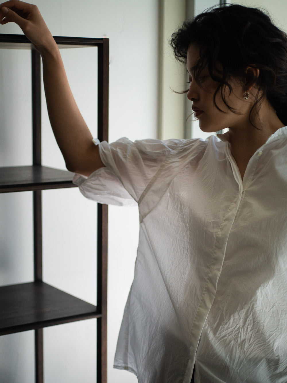 Cotton Puff Sleeve Shirt - White