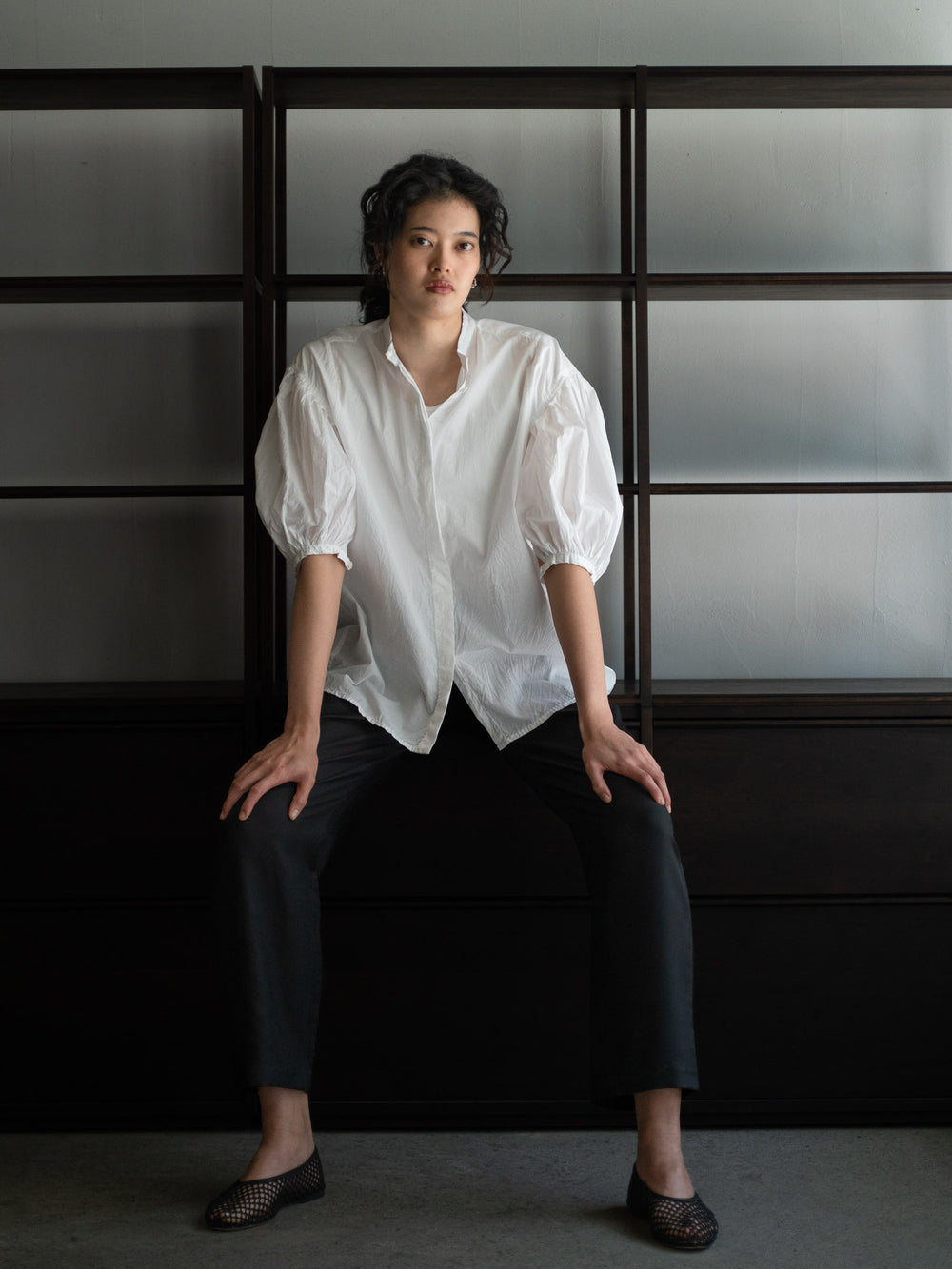 Cotton Puff Sleeve Shirt - White