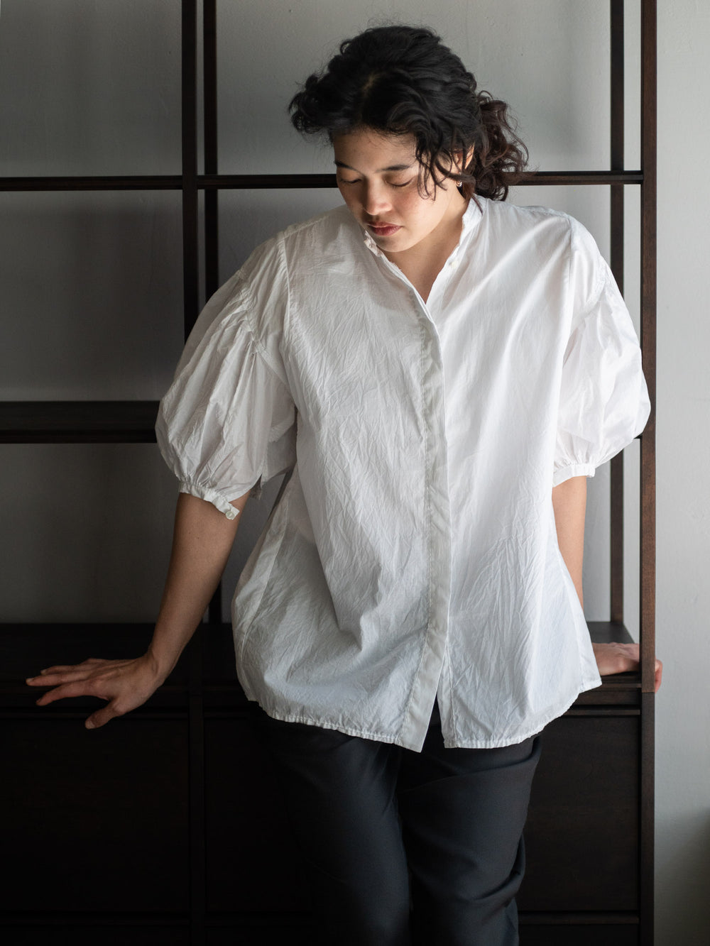 Cotton Puff Sleeve Shirt - White