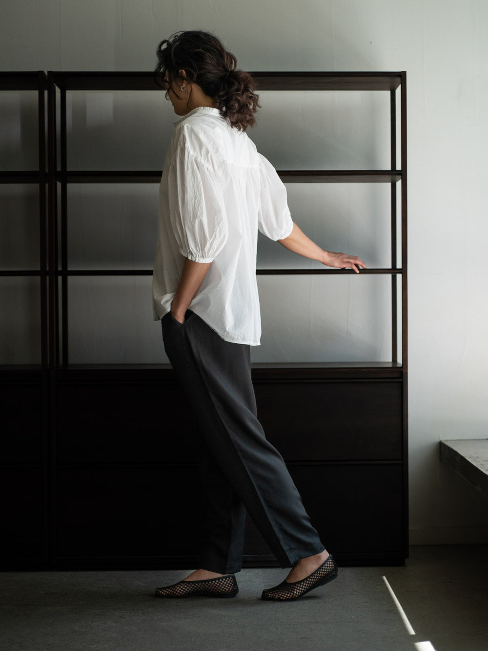 Cotton Puff Sleeve Shirt - White