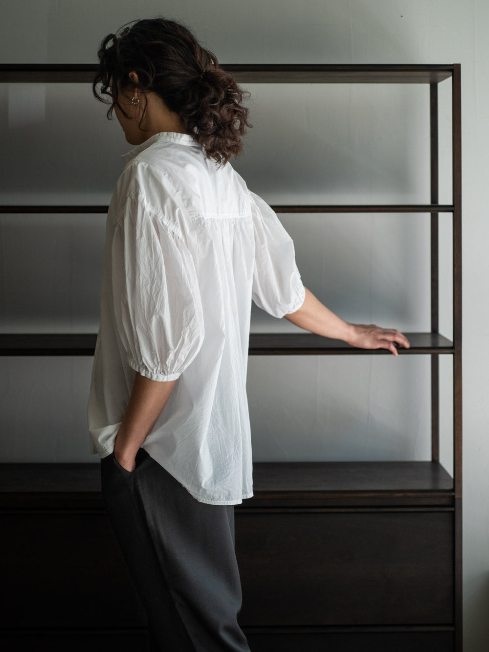 Cotton Puff Sleeve Shirt - White