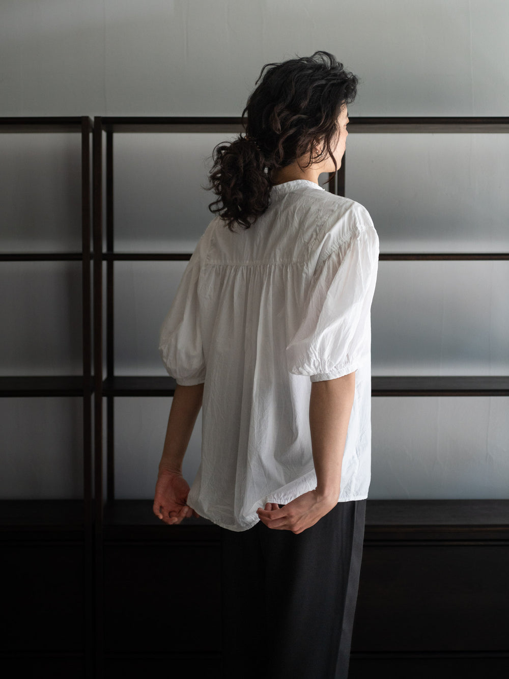 Cotton Puff Sleeve Shirt - White