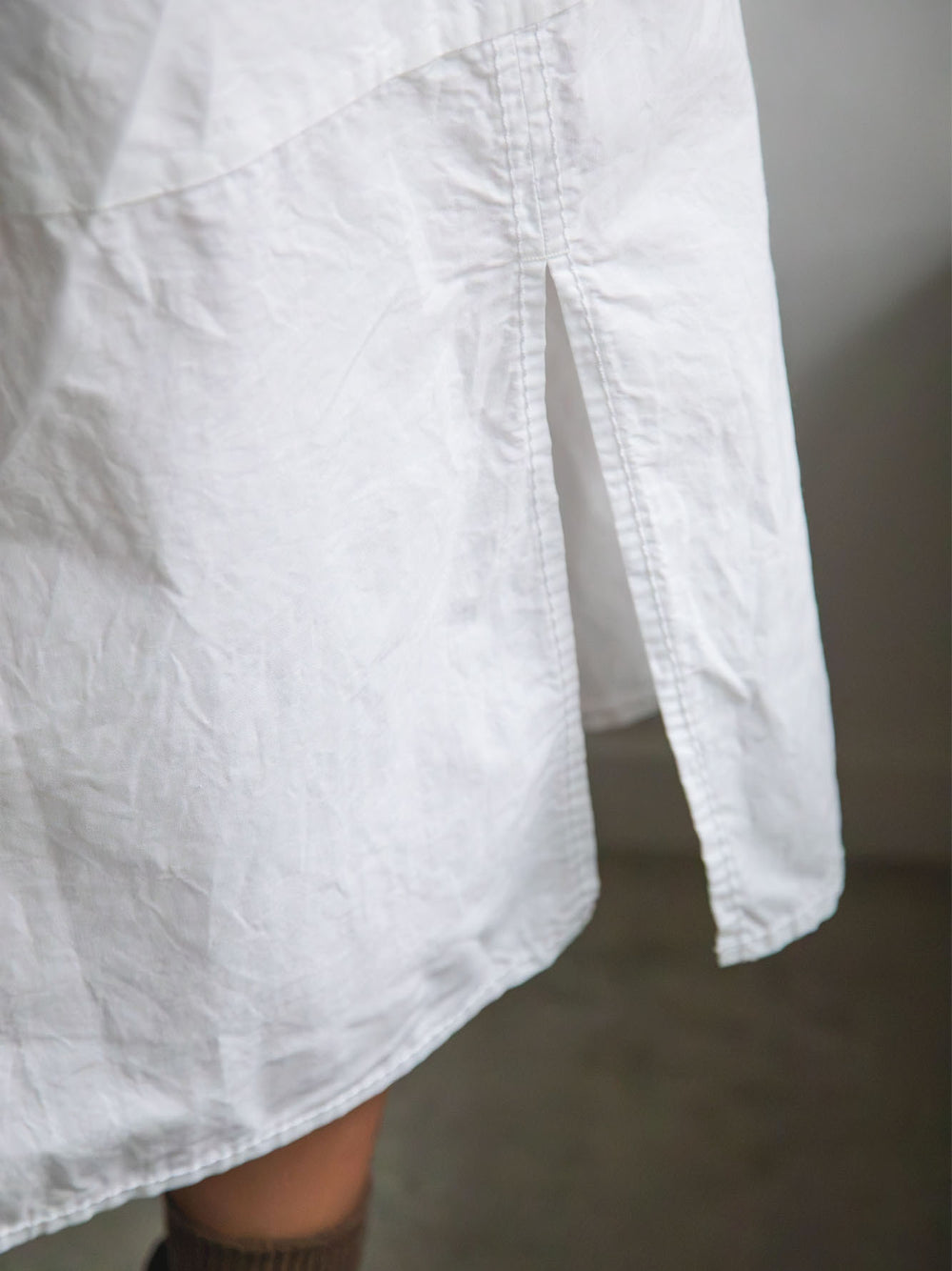 Cotton Ramie Double-Layer Skirt - White