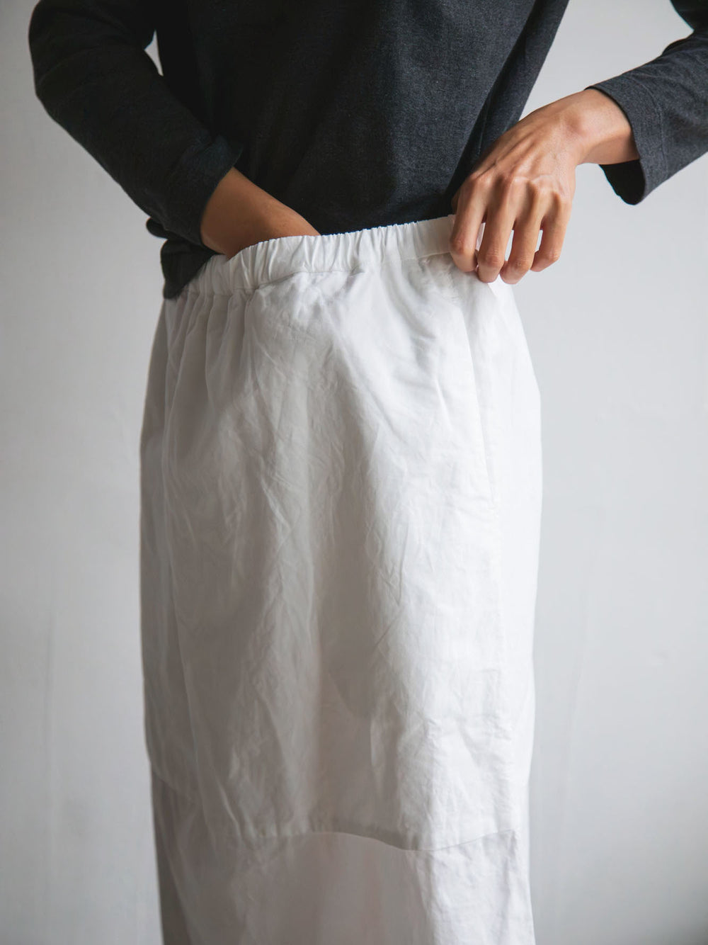 Cotton Ramie Double-Layer Skirt - White