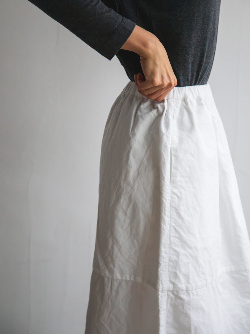 Cotton Ramie Double-Layer Skirt - White
