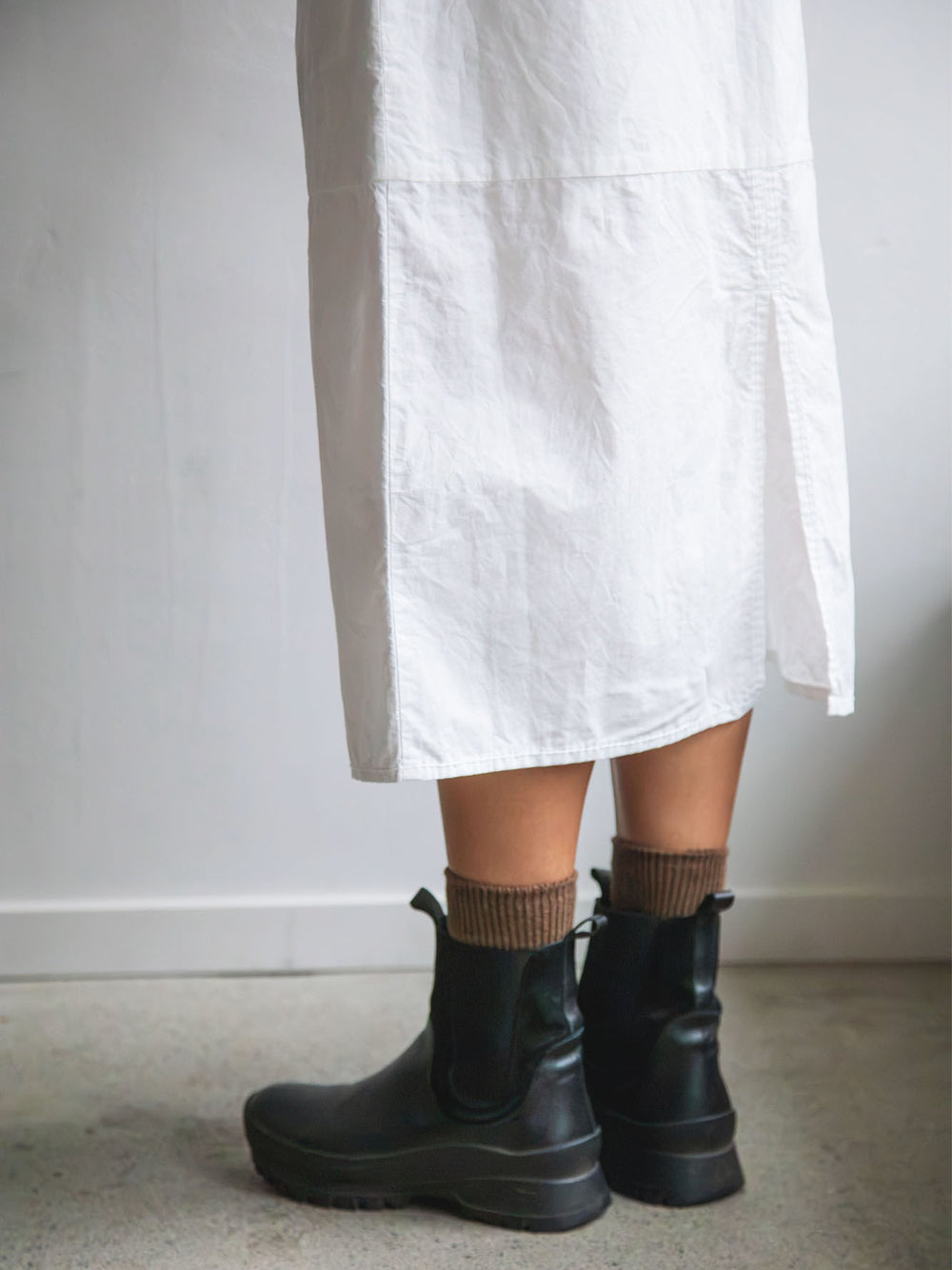 Cotton Ramie Double-Layer Skirt - White