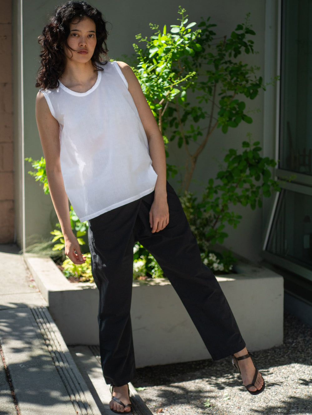 Light Cotton Sleeveless Blouse - White