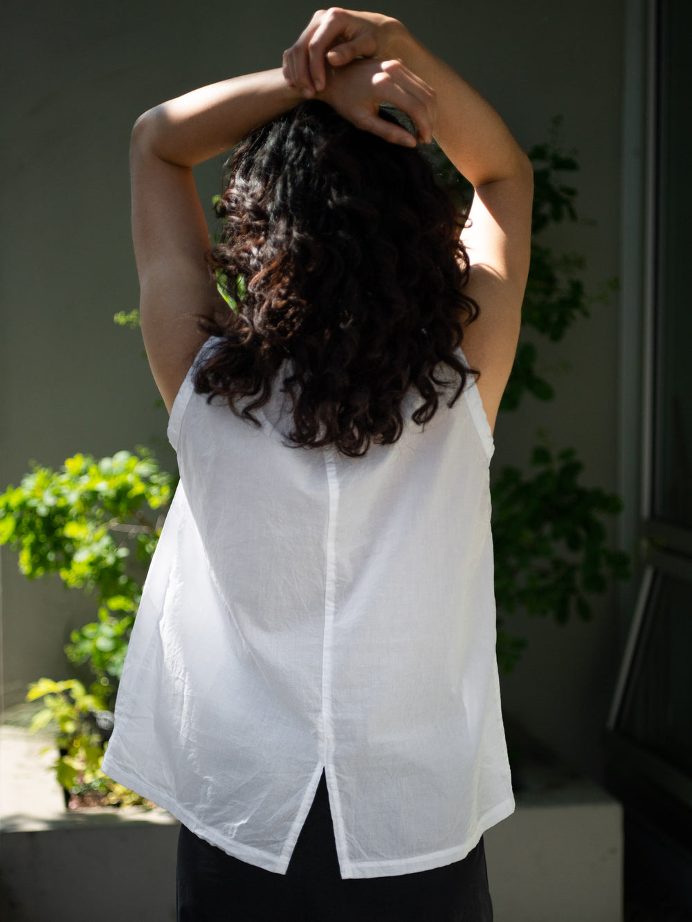 Light Cotton Sleeveless Blouse - White