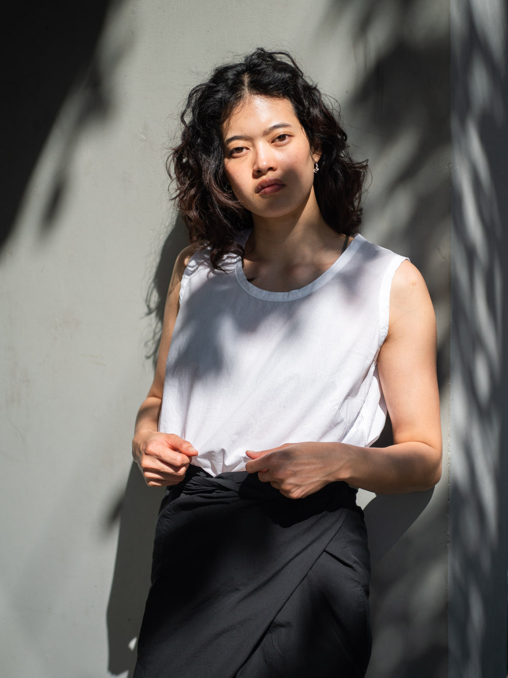 Light Cotton Sleeveless Blouse - White