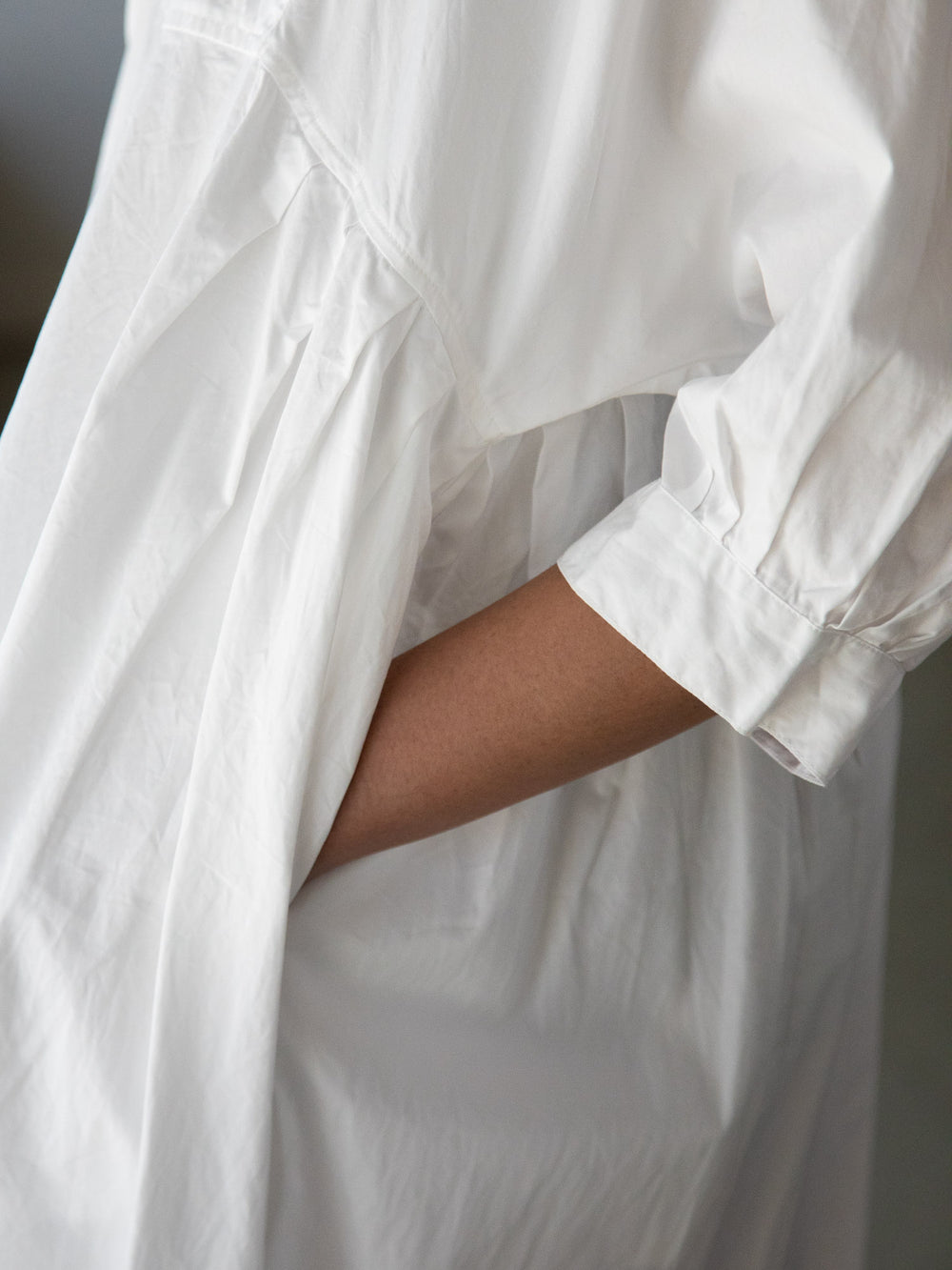Smooth Cotton V-Neck Wide Dress