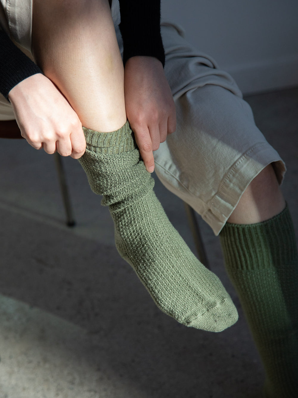 Cotton Wool Seed Stitch High Socks
