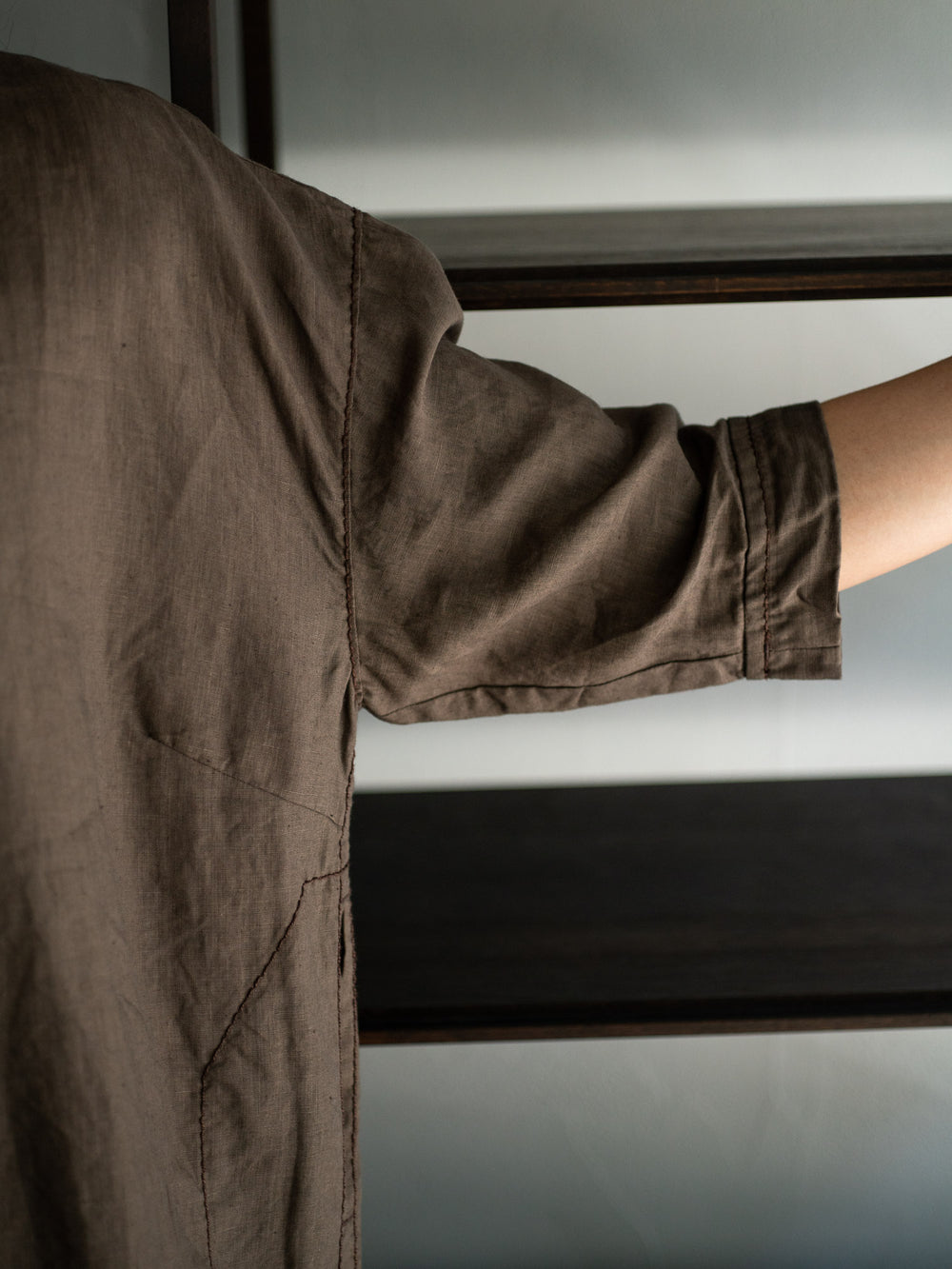 Linen Bio V-neck Blouse - Taupe