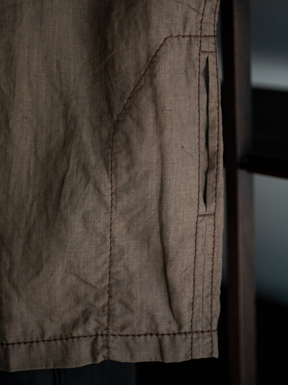 Linen Bio V-neck Blouse - Taupe