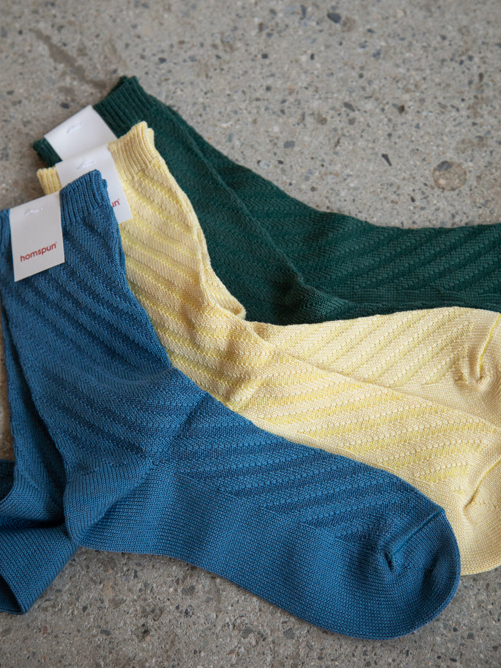 Mercerized Cotton Diagonal Rib Socks
