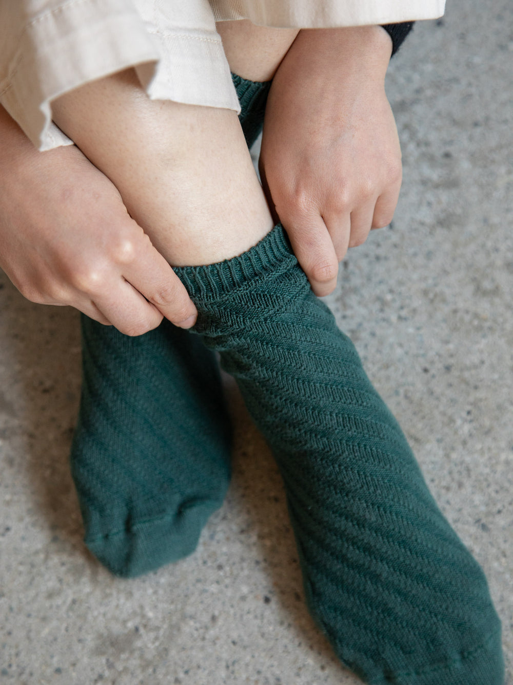 Mercerized Cotton Diagonal Rib Socks