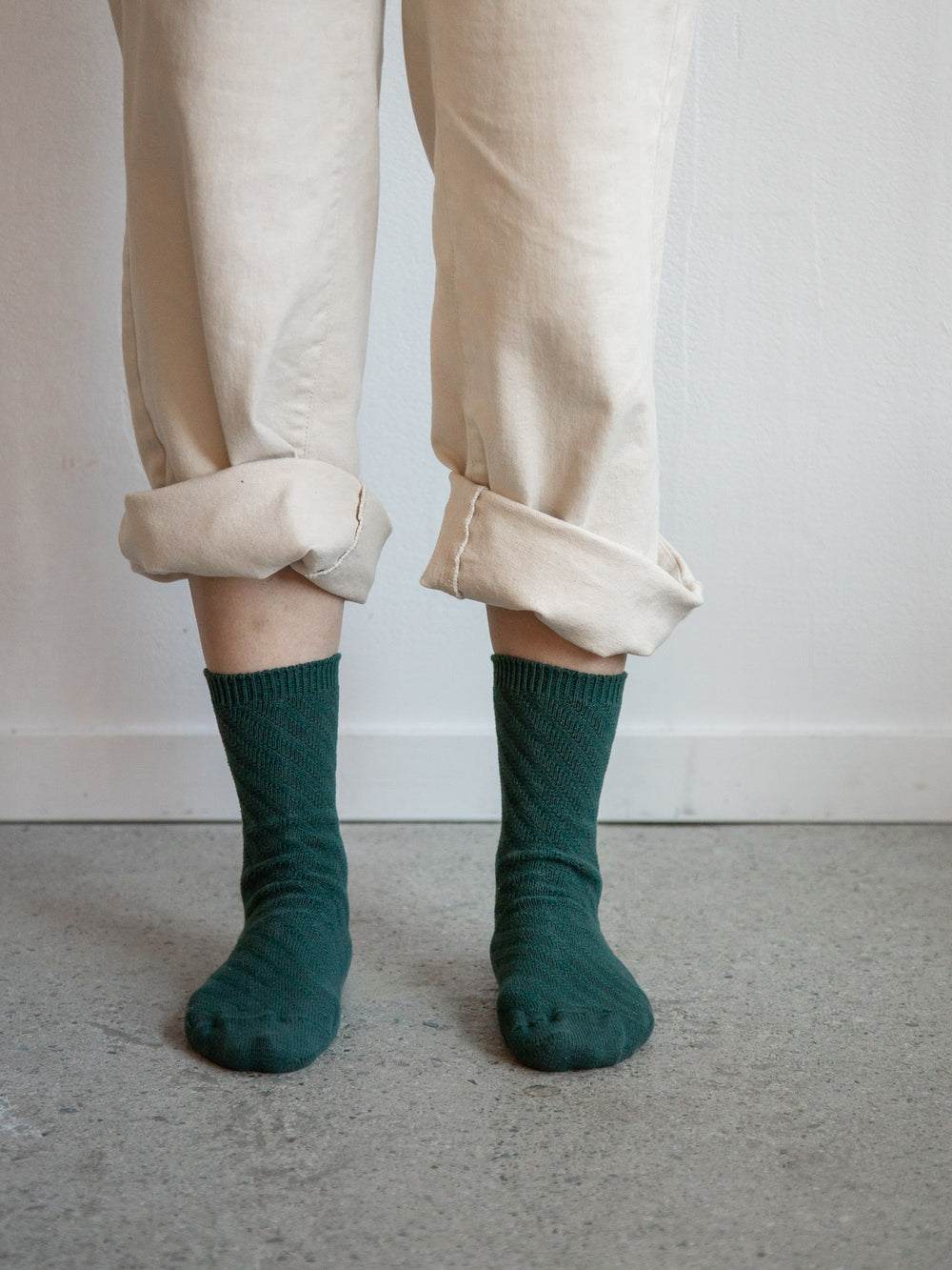 Mercerized Cotton Diagonal Rib Socks