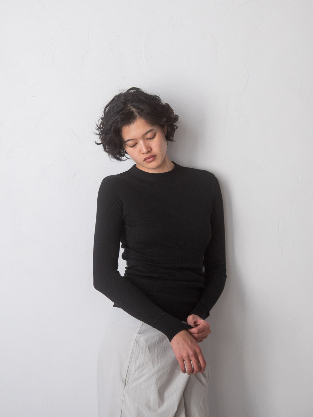 Ribbed Cotton Crewneck Shirt - Black