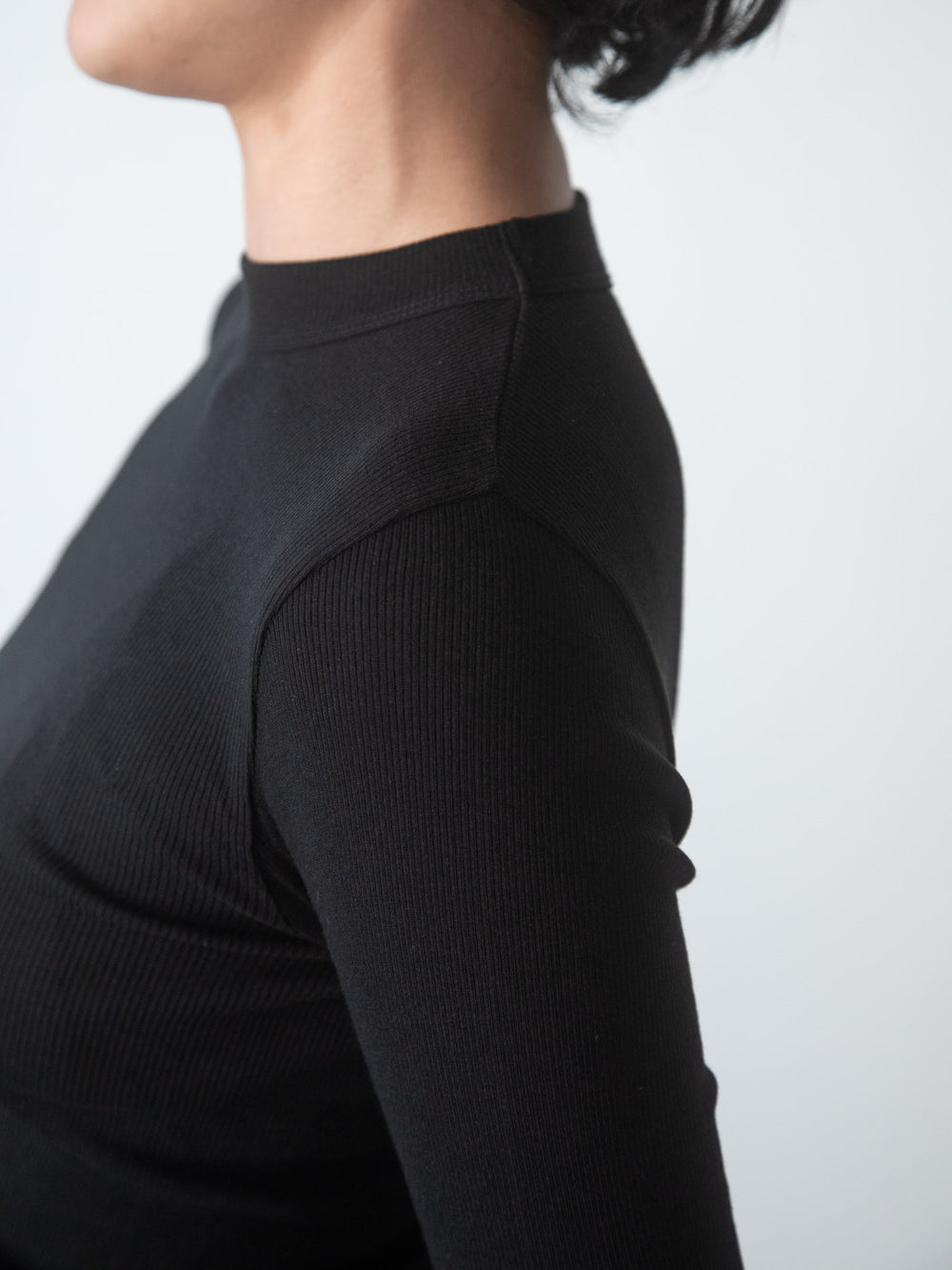 Ribbed Cotton Crewneck Shirt - Black