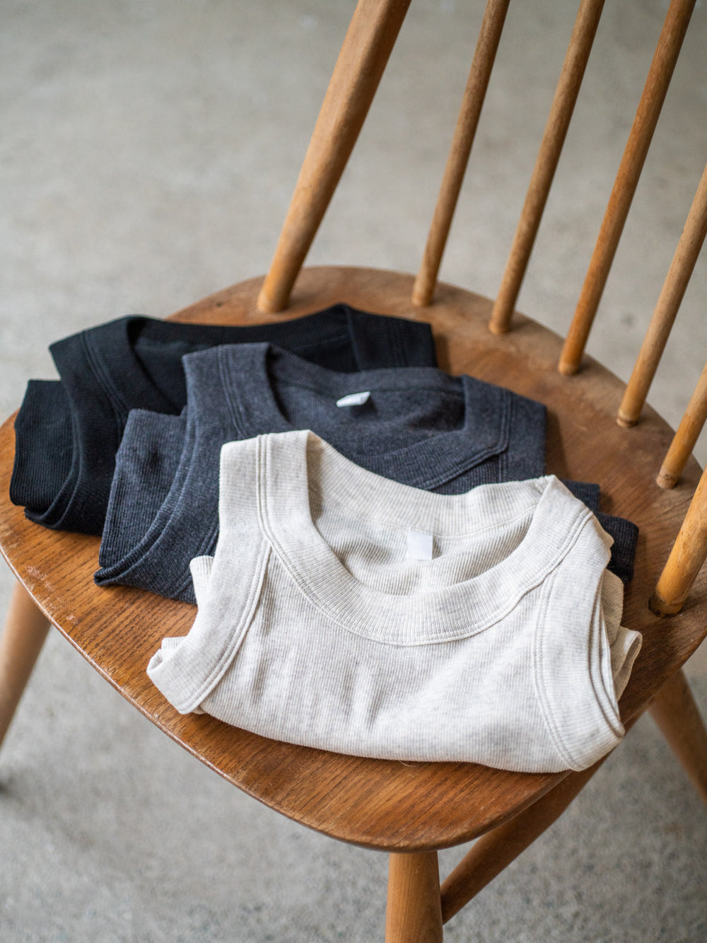 Ribbed Cotton Tank Top - Charcoal
