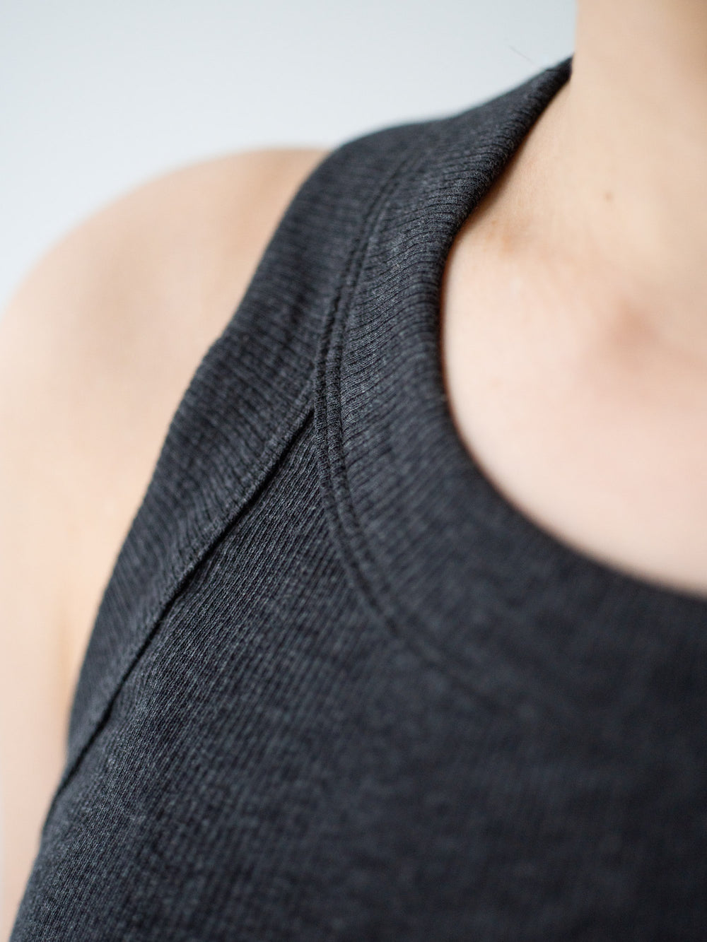 Ribbed Cotton Tank Top - Charcoal