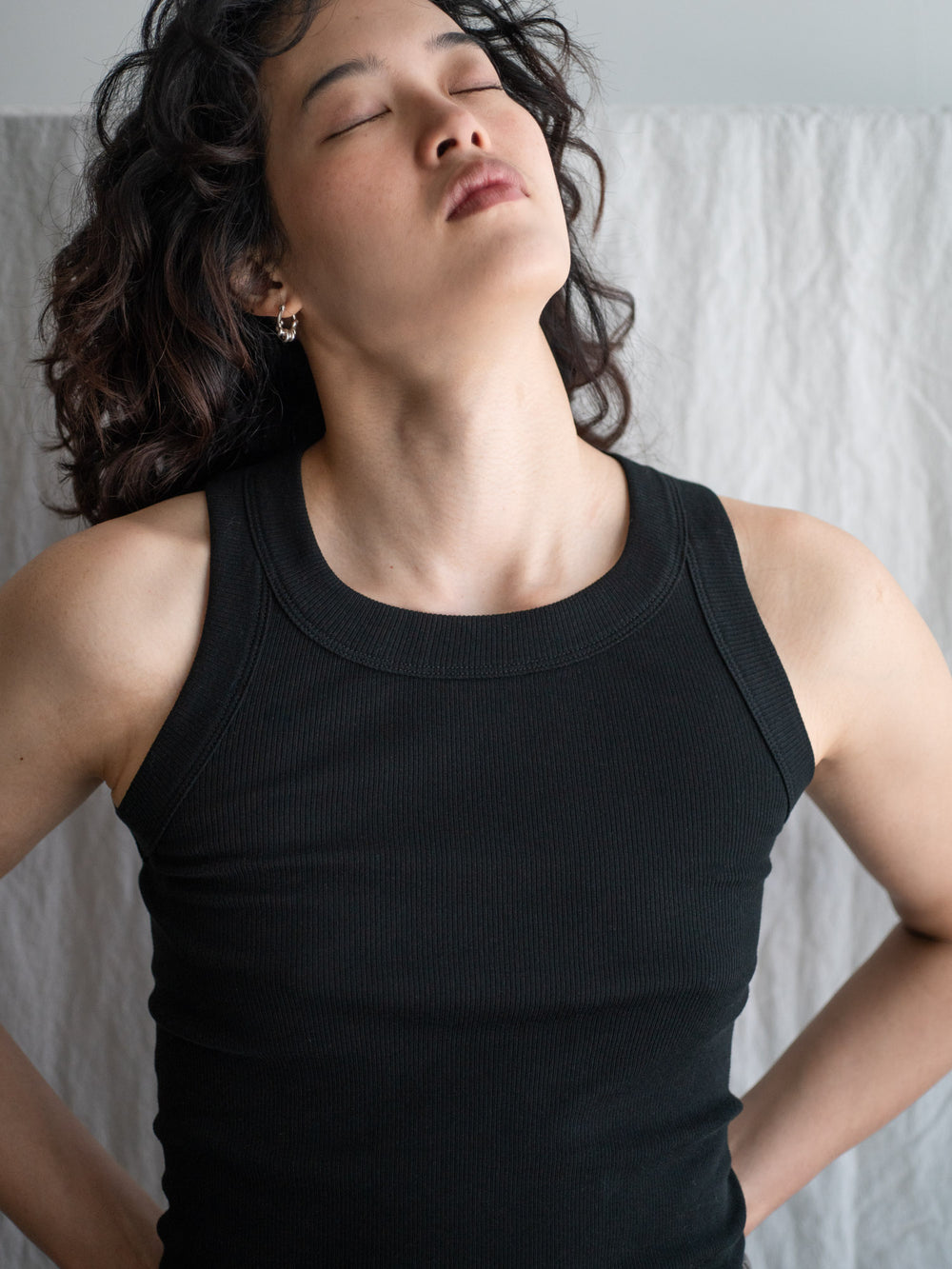 Ribbed Cotton Tank Top - Black