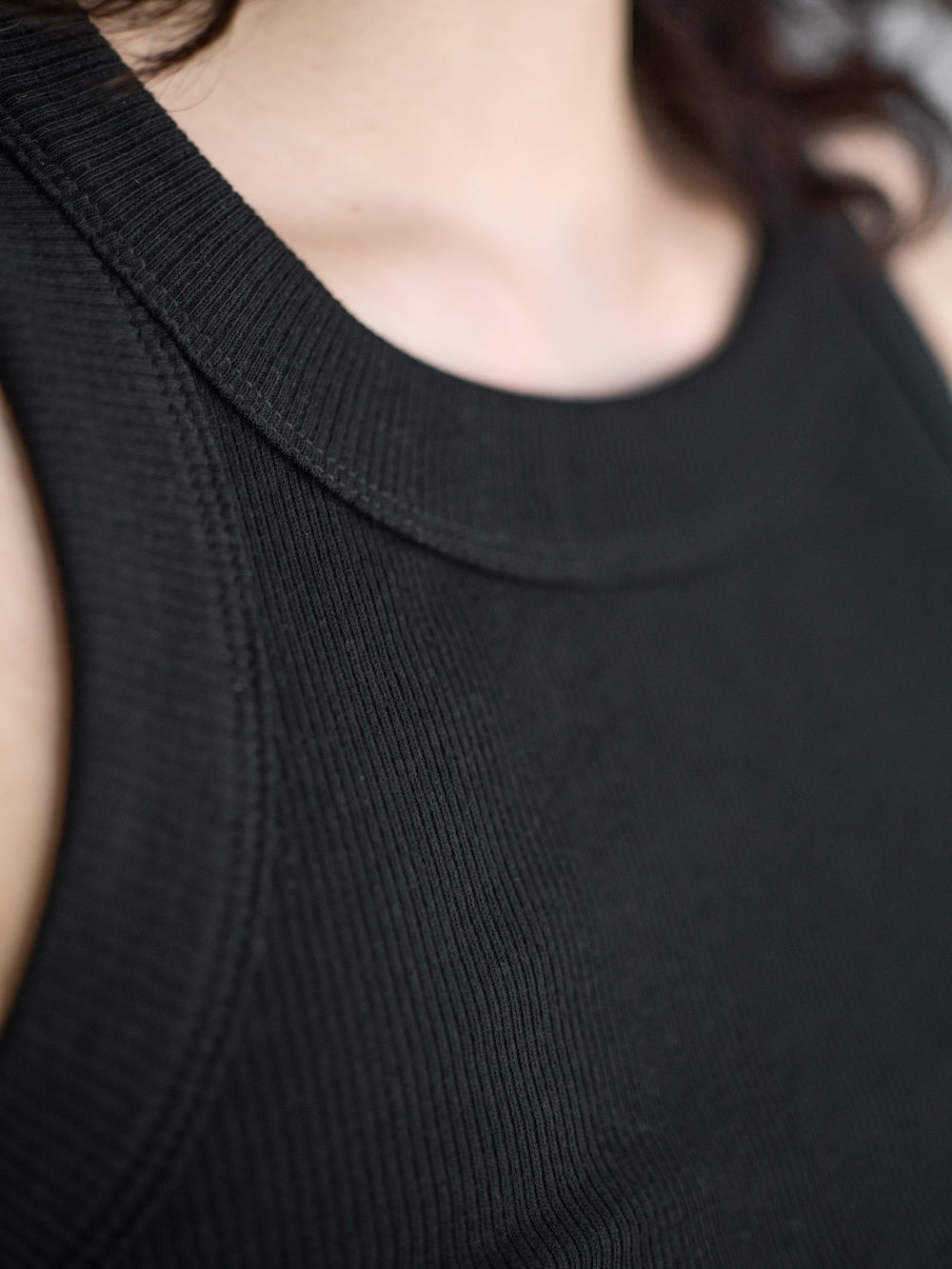 Ribbed Cotton Tank Top - Black