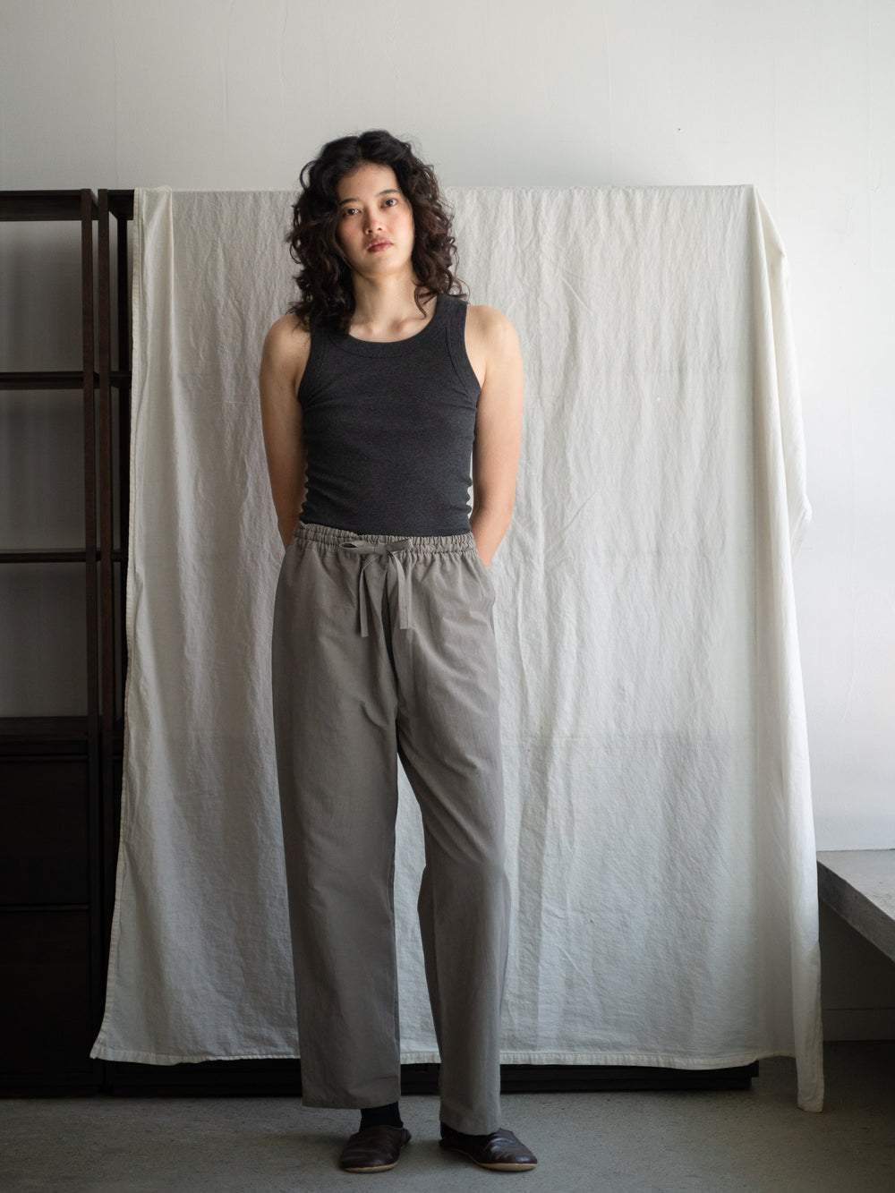 Ribbed Cotton Tank Top - Charcoal