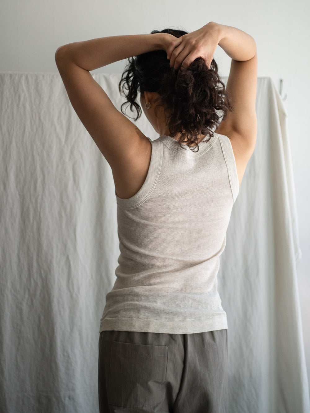 Ribbed Cotton Tank Top - Oatmeal