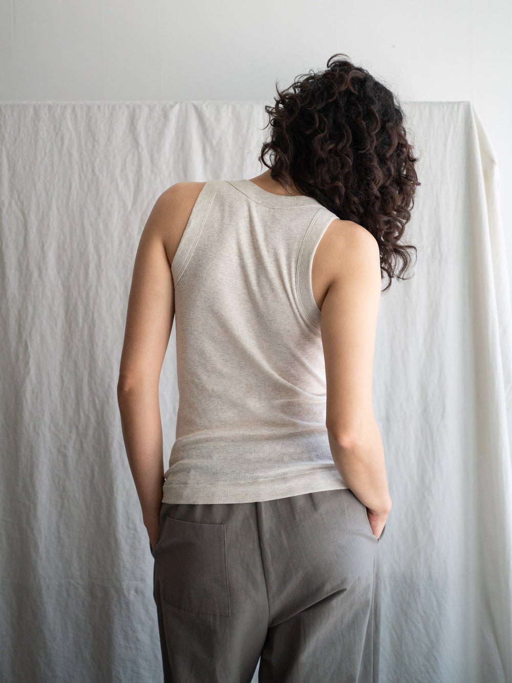 Ribbed Cotton Tank Top - Oatmeal