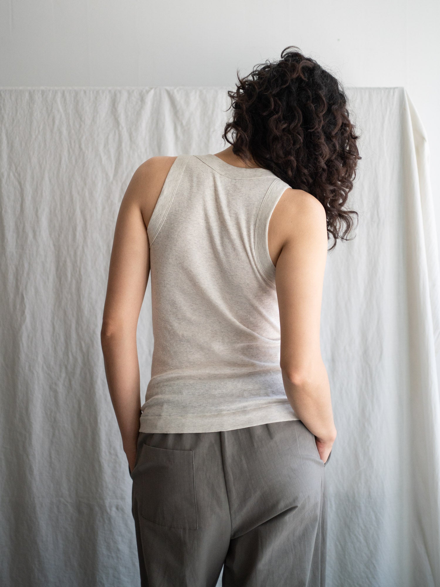 Ribbed Cotton Tank Top - Oatmeal