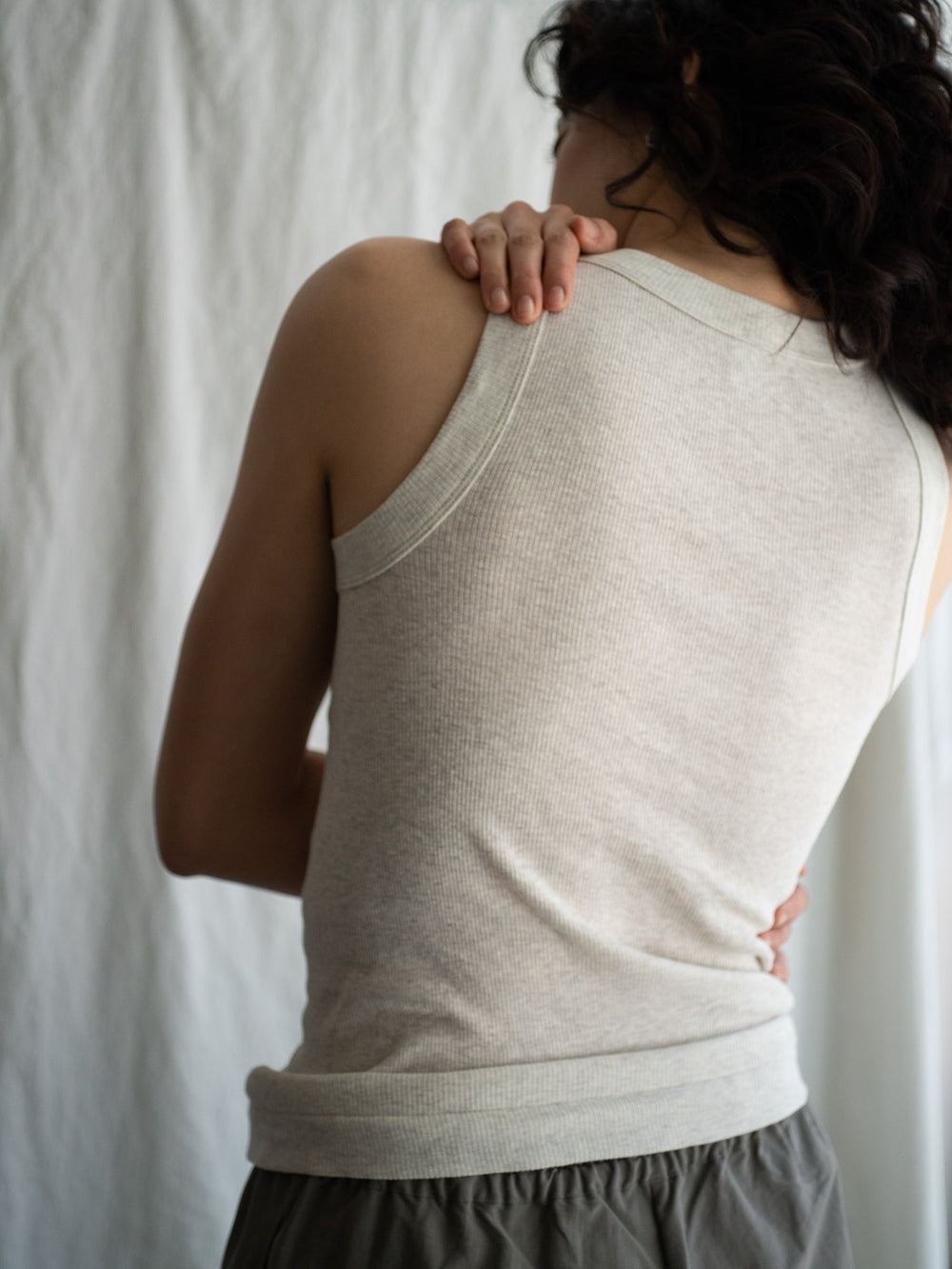 Ribbed Cotton Tank Top - Oatmeal