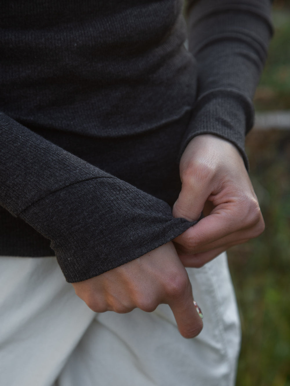 Ribbed Cotton Turtleneck Shirt - Charcoal