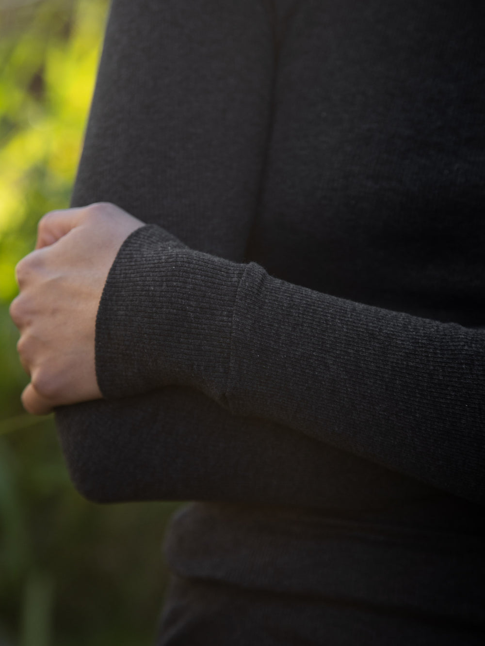 Ribbed Cotton Turtleneck Shirt - Charcoal