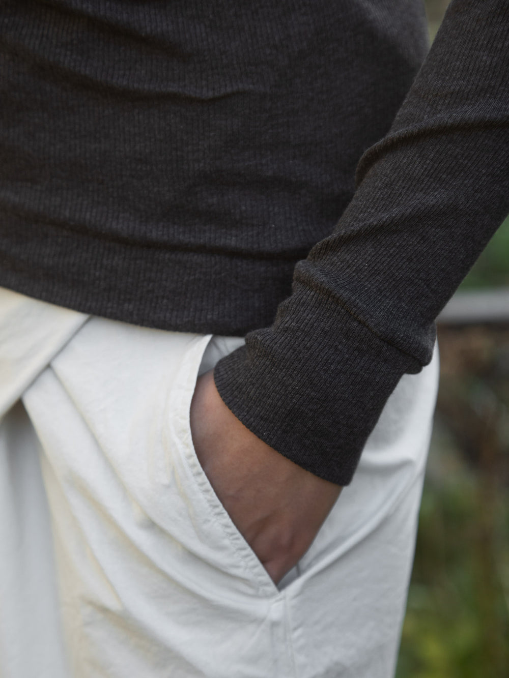 Ribbed Cotton Turtleneck Shirt - Charcoal