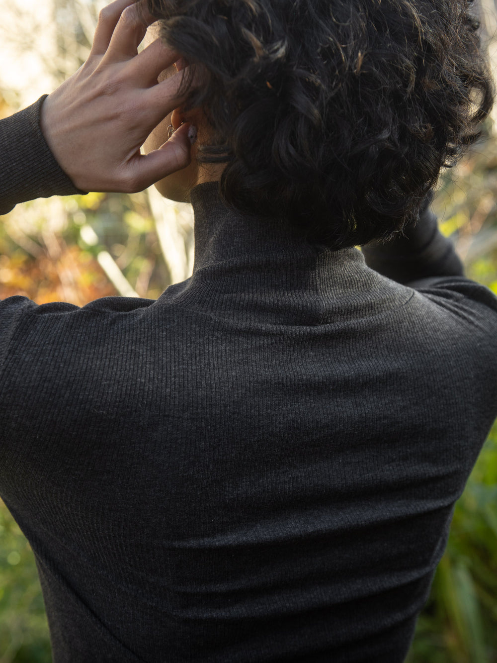 Ribbed Cotton Turtleneck Shirt - Charcoal