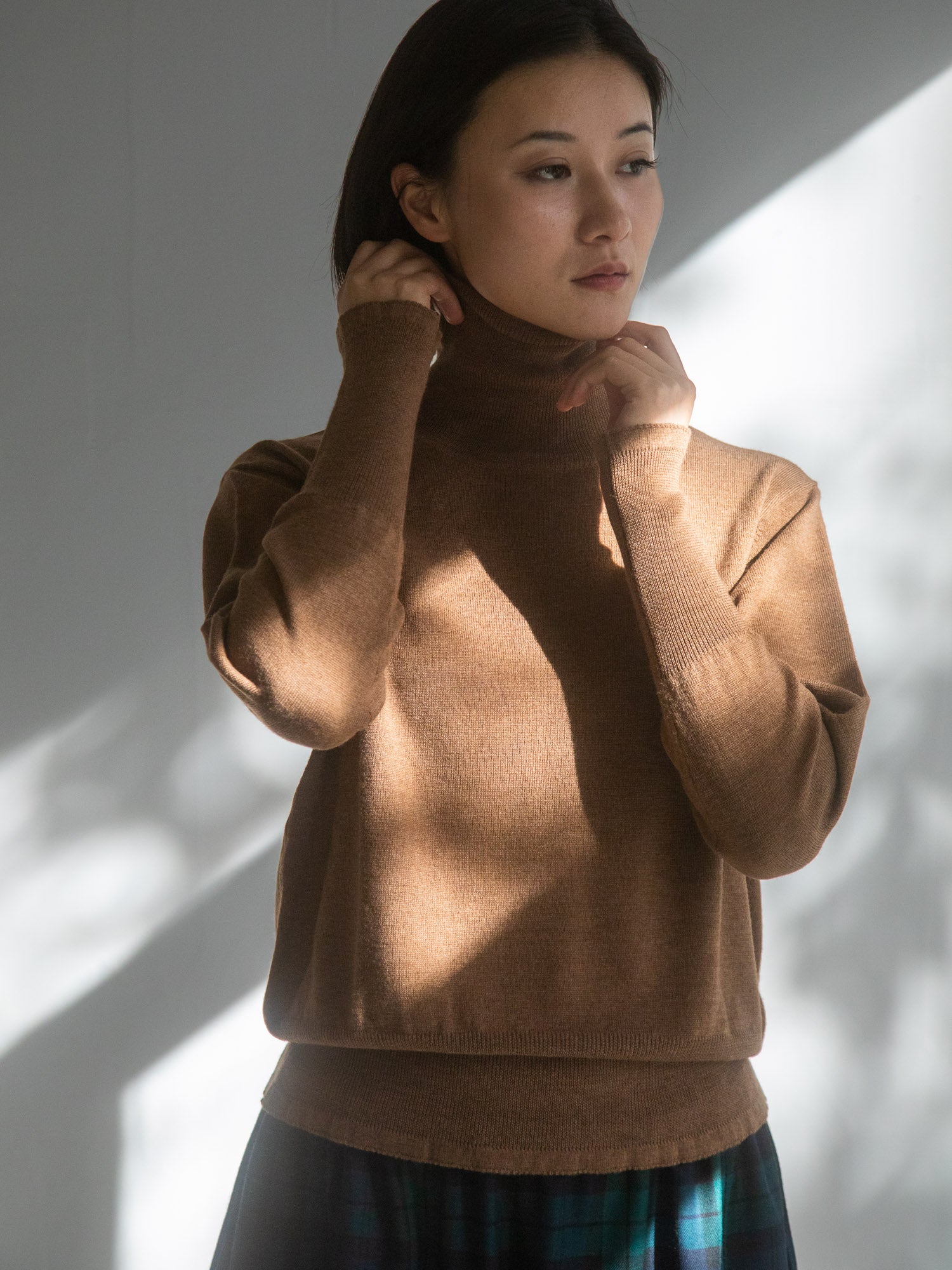 Smooth Wool Turtleneck Sweater Camel