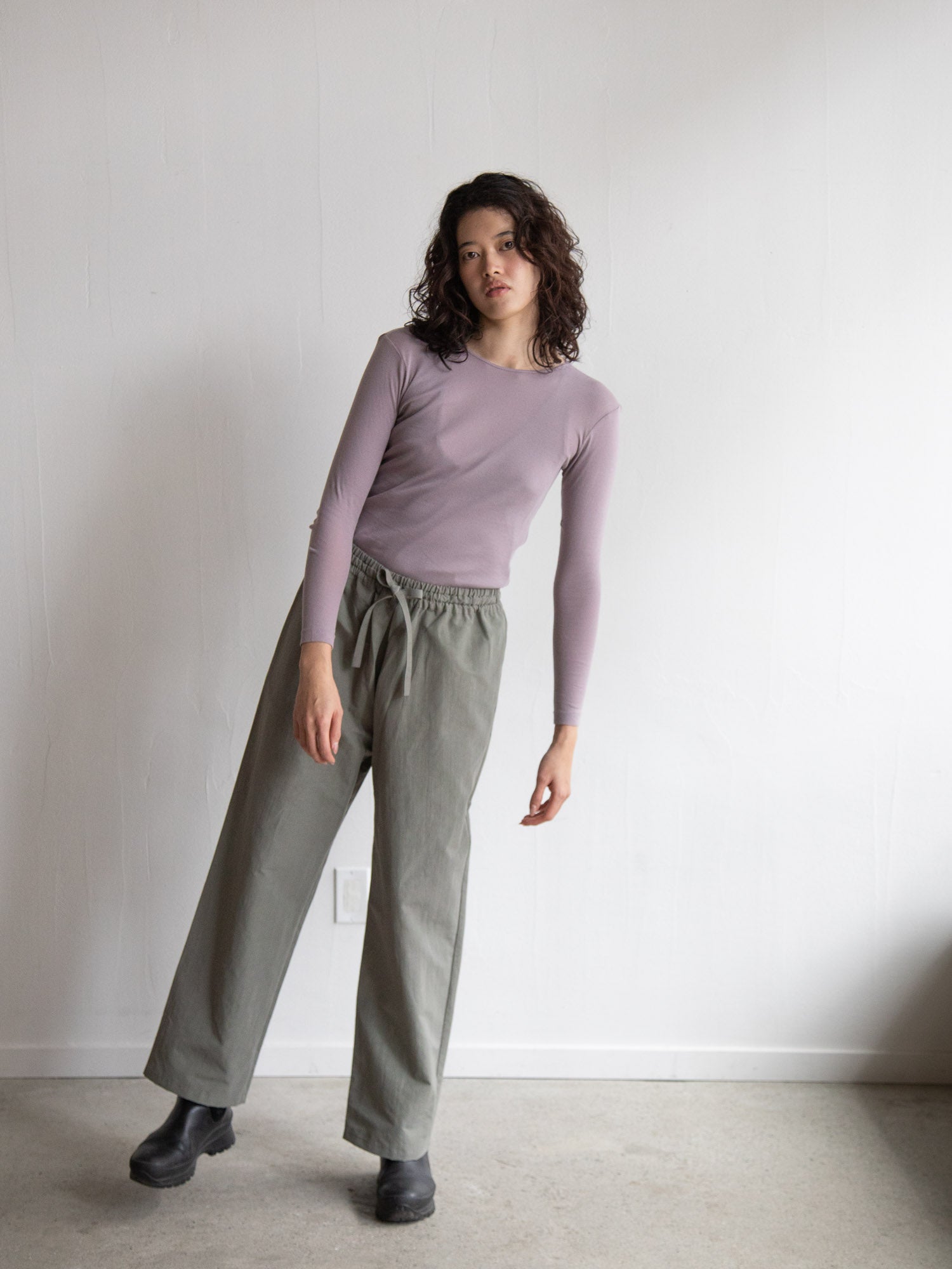 Thin Cotton Crewneck Shirt - Lavender