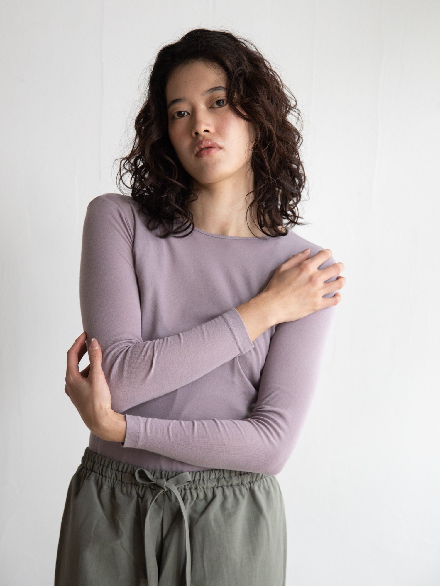 Thin Cotton Crewneck Shirt - Lavender