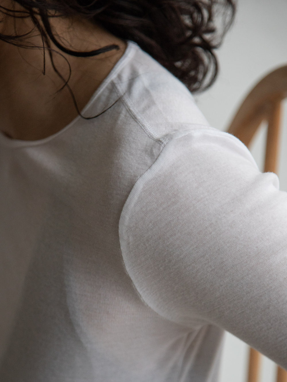 Thin Cotton Crewneck Shirt - White