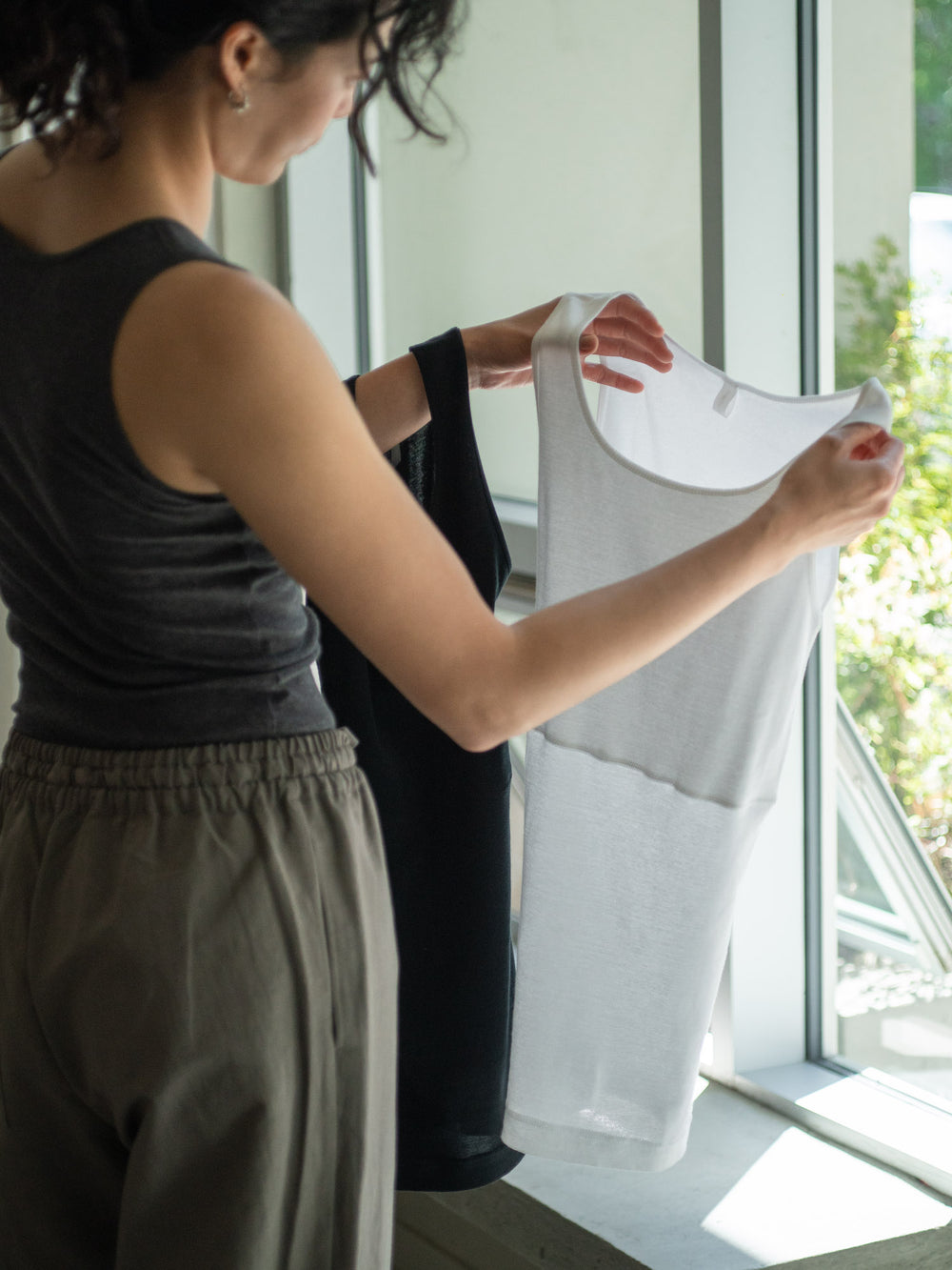 Thin Cotton Double Layer Tank Top - White