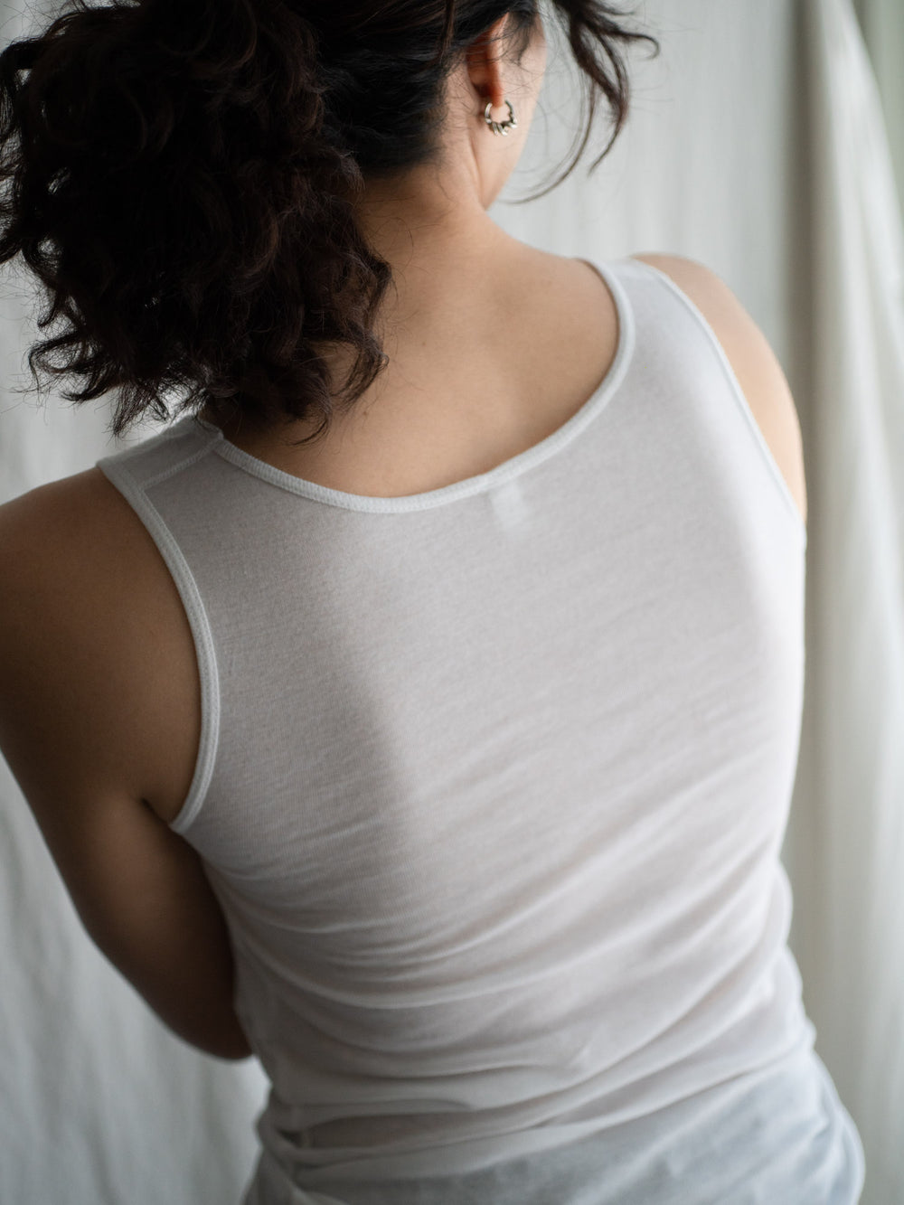 Thin Cotton Double Layer Tank Top - White