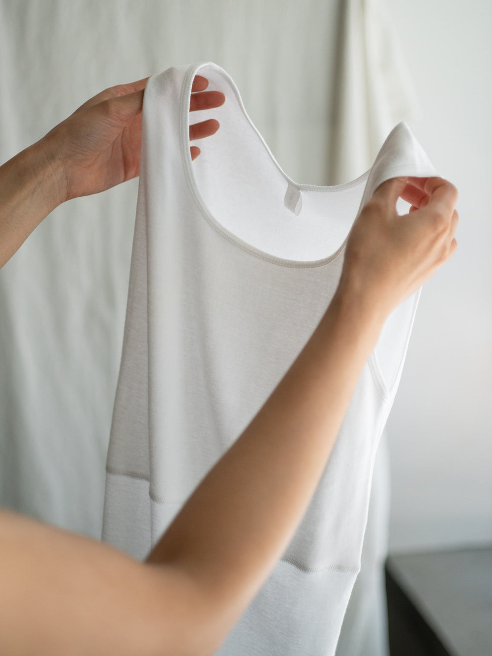 Thin Cotton Double Layer Tank Top - White