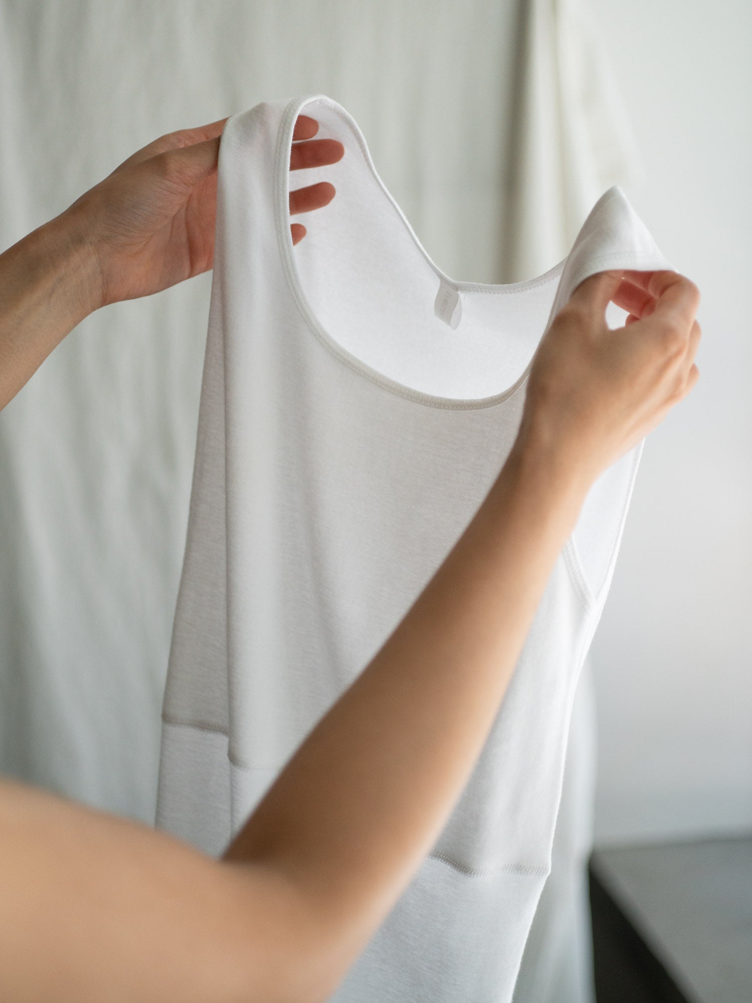 Thin Cotton Double Layer Tank Top - White