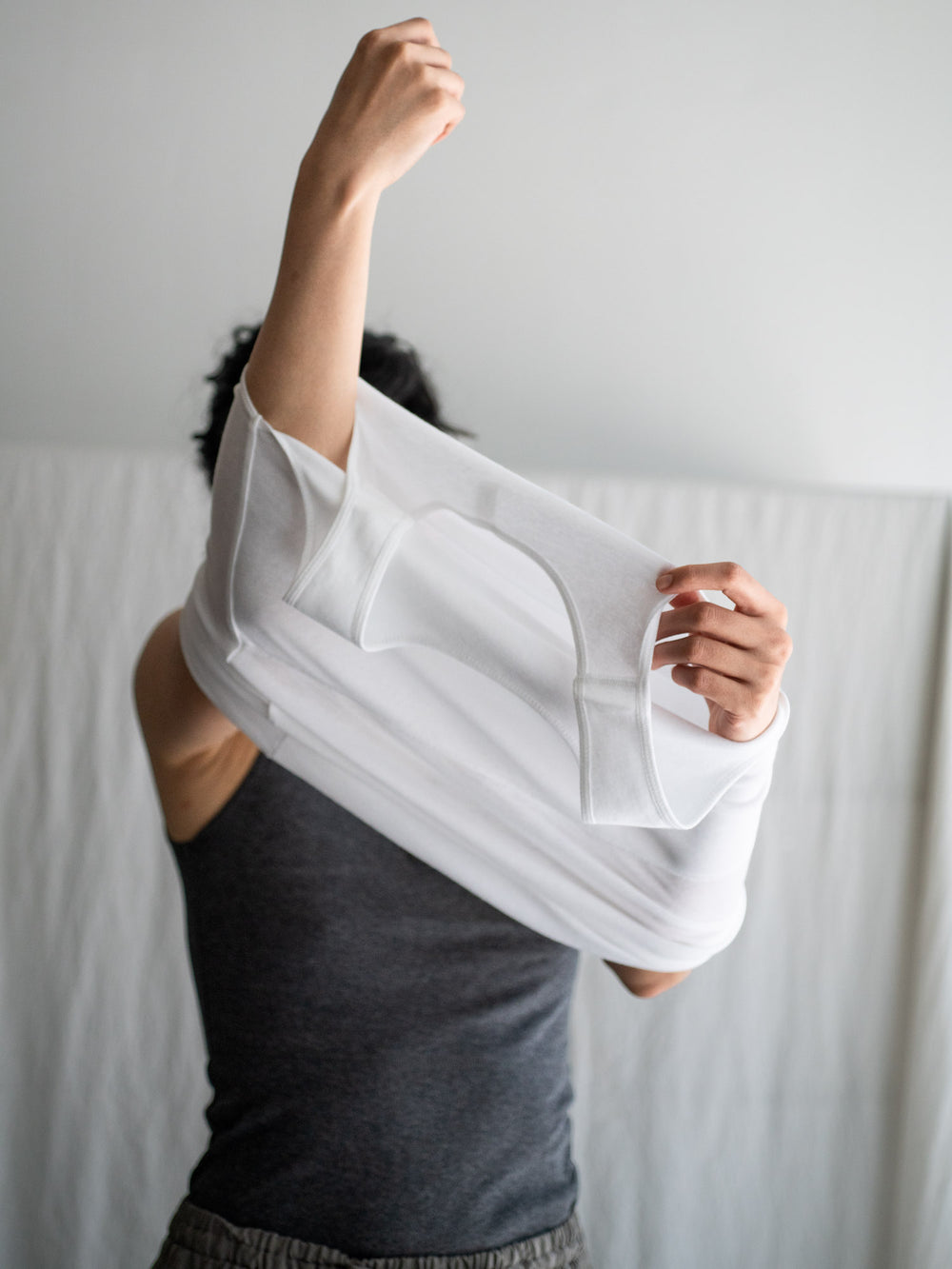 Thin Cotton Double Layer Tank Top - White