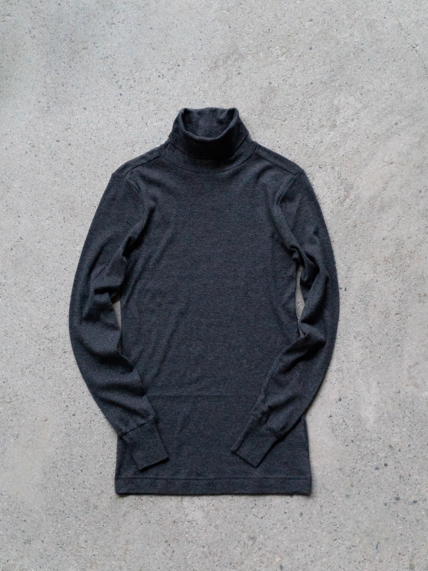 Thin Cotton Turtleneck Shirt - Charcoal