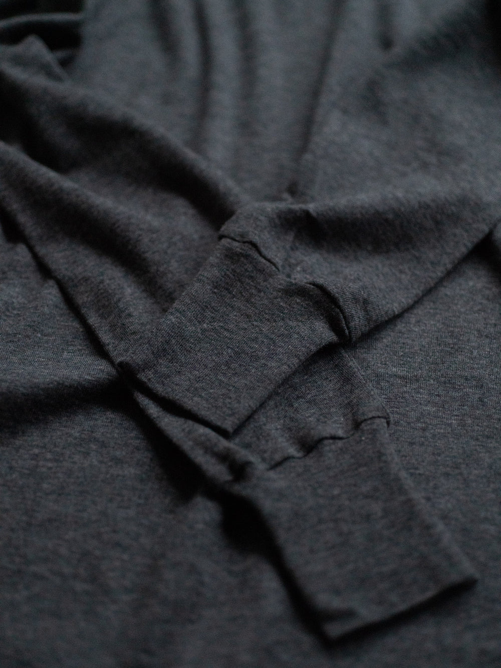 Thin Cotton Turtleneck Shirt - Charcoal