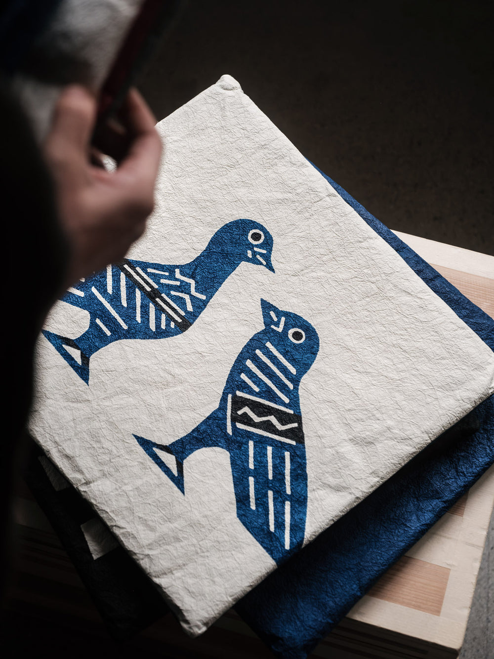 Washi Kakuza Paper Cushion – Blue Bird