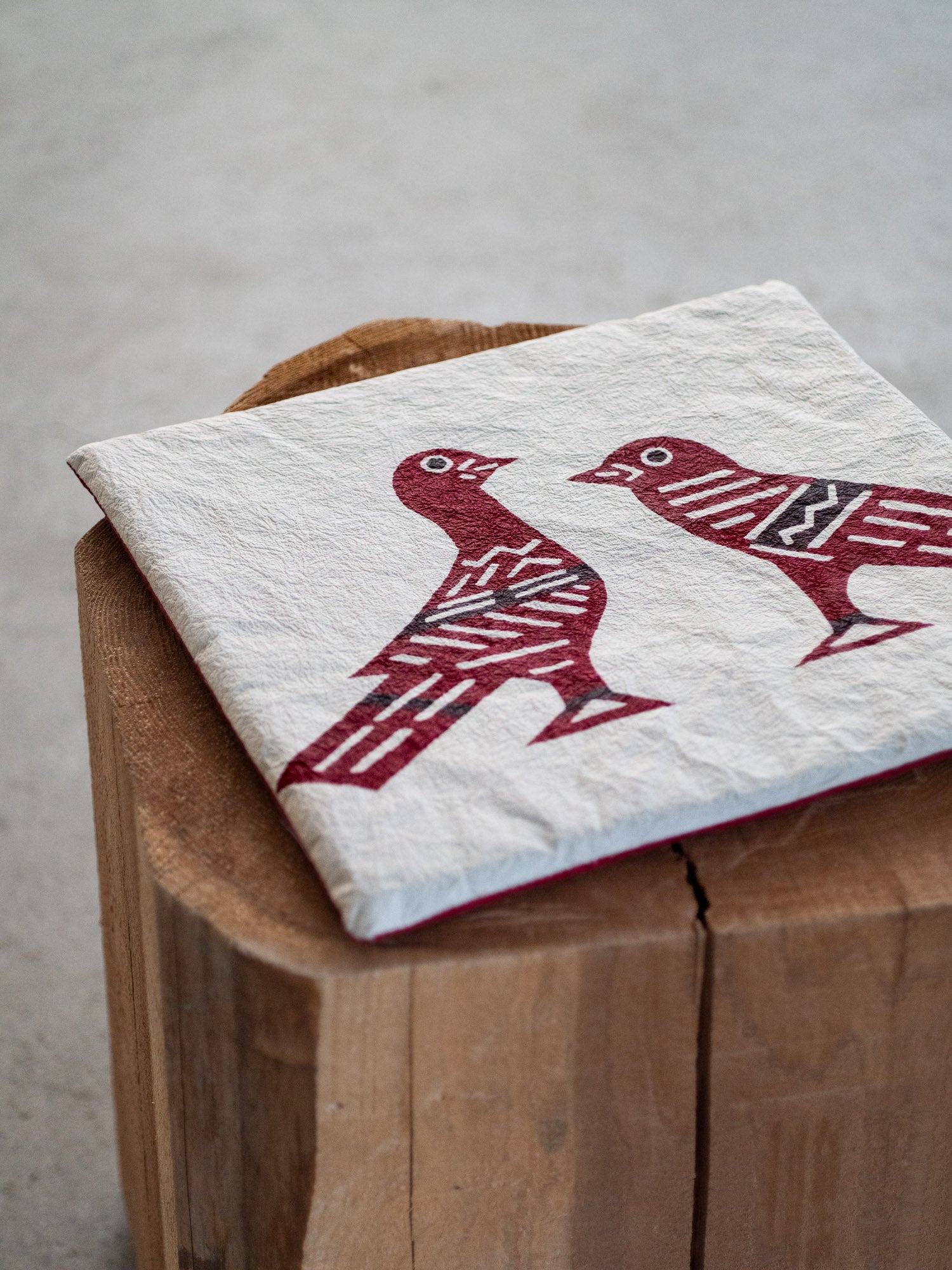 Washi Kakuza Paper Cushion – Red Bird