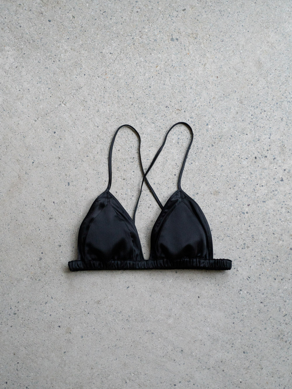 Silk Cross-back Bra - Black